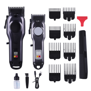 USB Stainless Steel Cordless Hair Clippers for Men Professional Hair Trimmer Kit LCD Display Rechargeable Barber Clipper