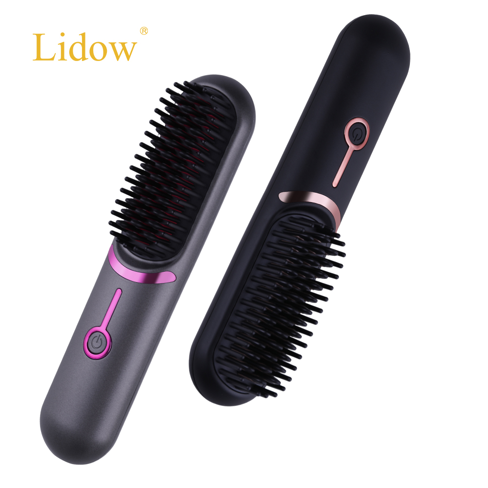 Mini Portable Rechargeable Hot Comb USB Beard Hair Straightener Comb Ionic Hair Straightener Brush