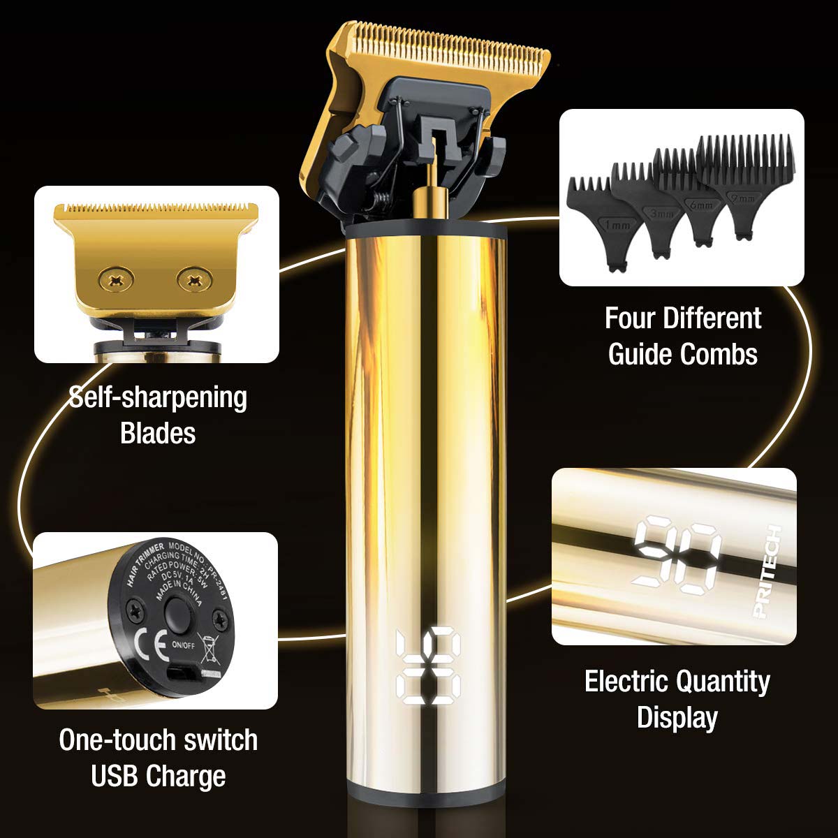 Stainless Steel Cordless TBlade Hair Trimmer from China manufacturer